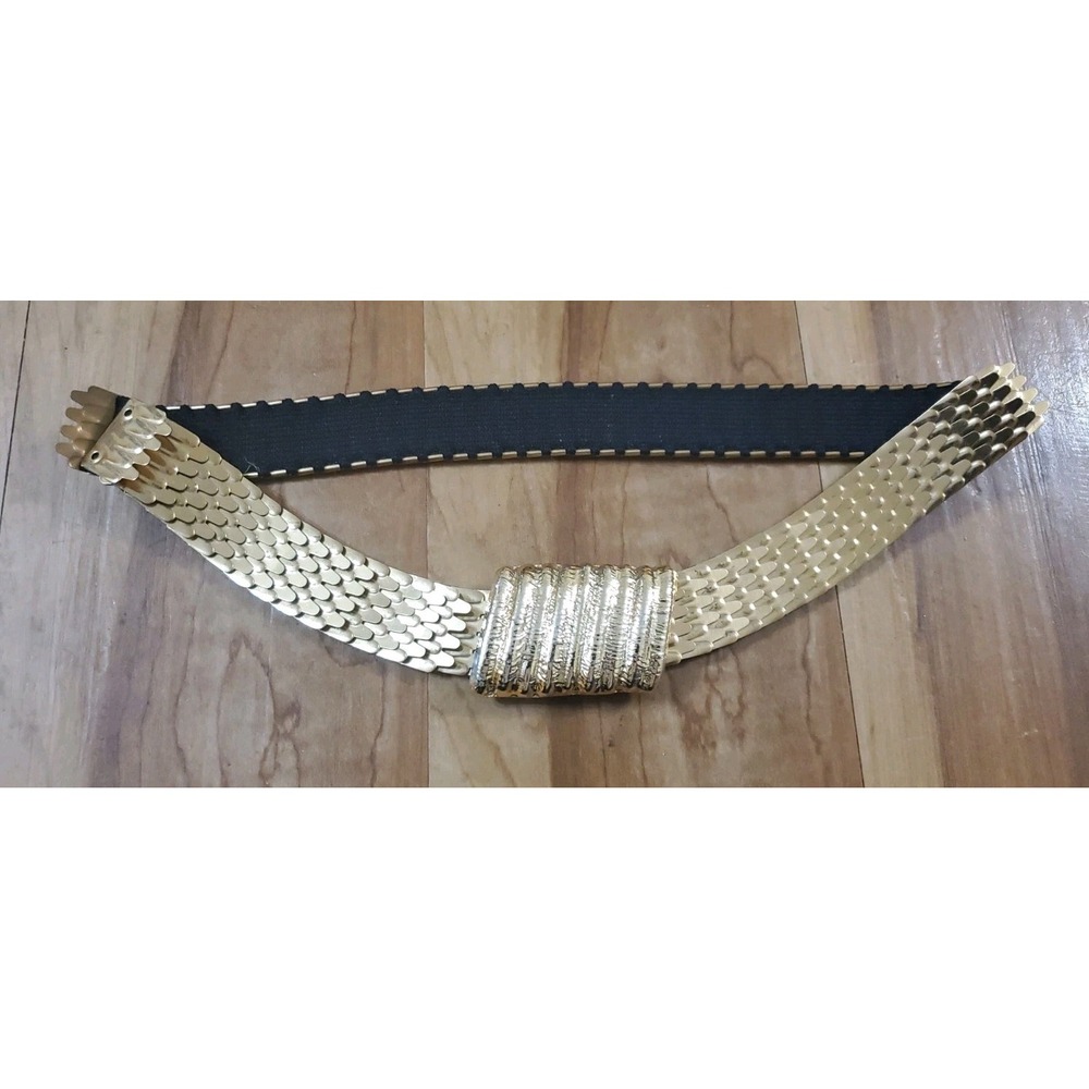 Vtg 70s 80s Gold Metal Cobra Mesh Stretchy Waist Belt Disco Cinch Unbranded 45"